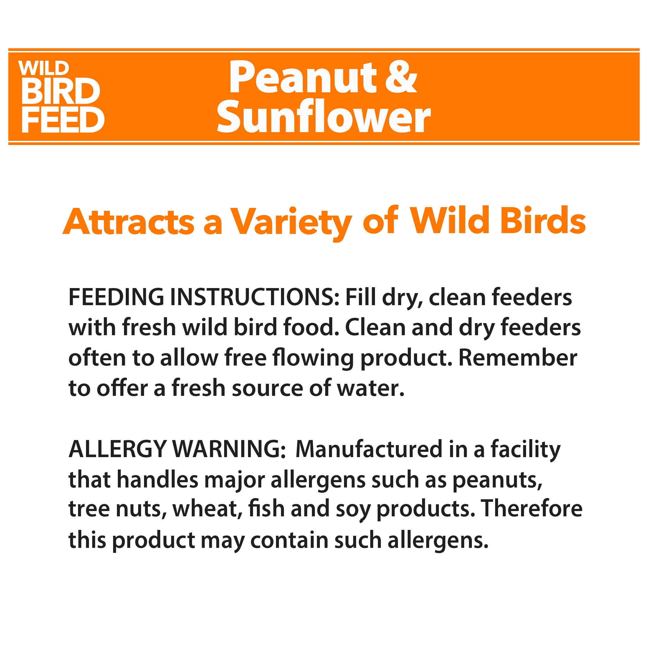 Peanut & Sunflower Wild Bird Feed, 20 lb. Bag