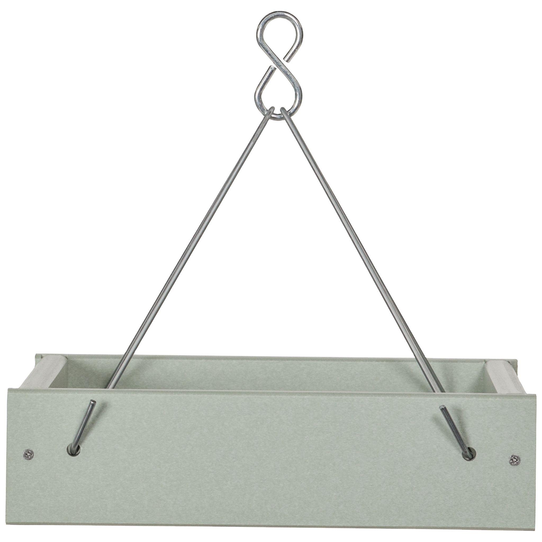 Small Hanging Platform Bird Feeder - Green Plastic