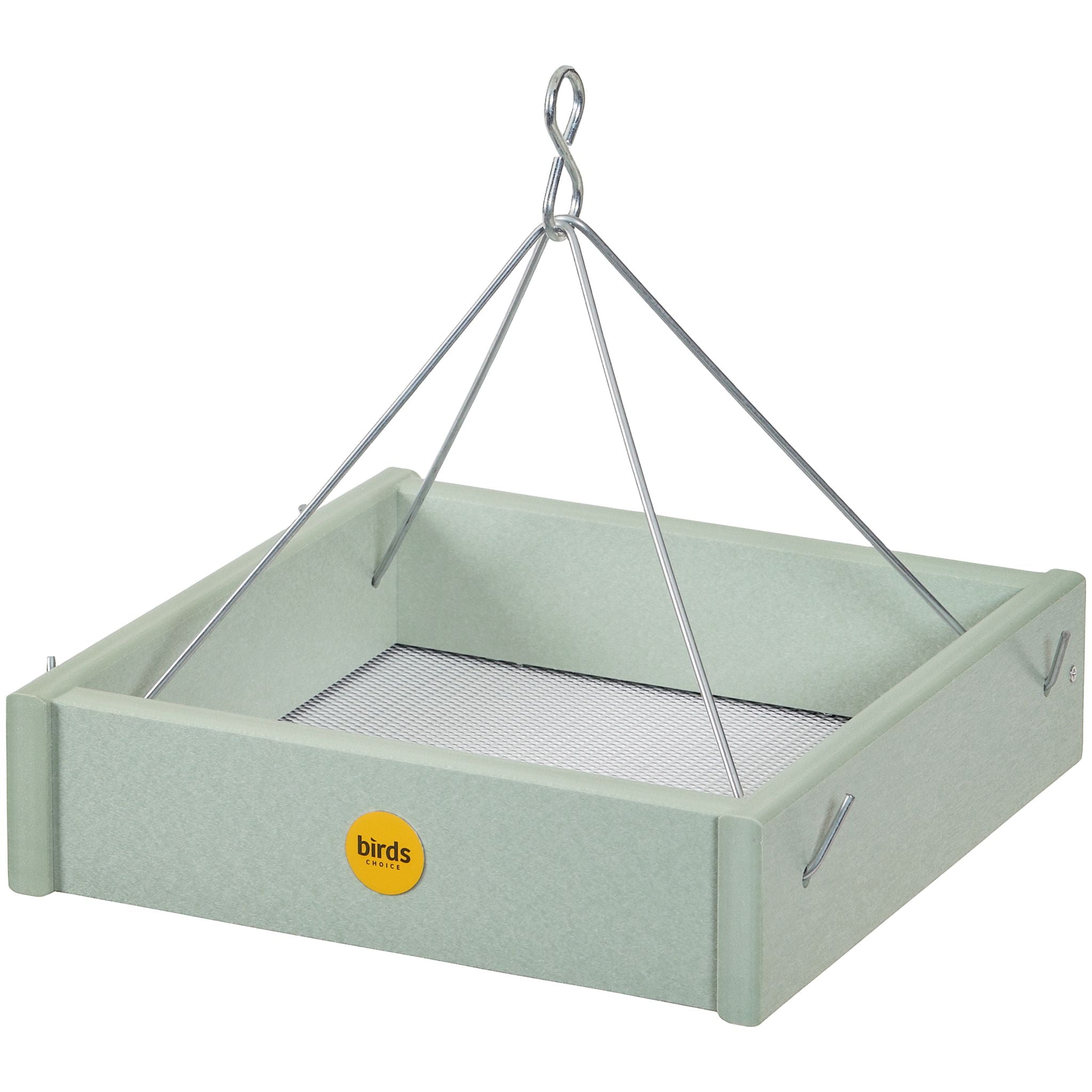 Small Hanging Platform Bird Feeder - Green Plastic