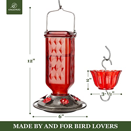 Glass Hummingbird Feeder with 6 Feeding Ports, 24oz