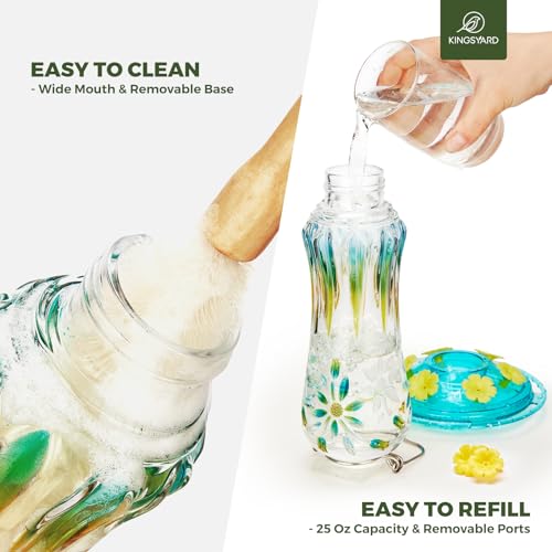 Turquoise Hanging Glass Hummingbird Feeder, 25oz