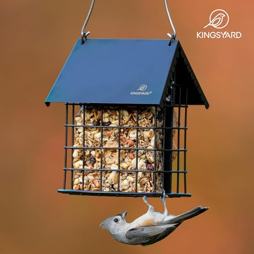 Kingsyard Metal Suet Bird Feeder with Roof