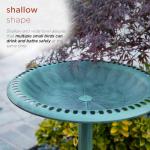 Green Outdoor Birdbath with Scrollwork Decoration, 28" Tall