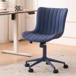 Navy Blue Armless Rolling Office Chair with Comfort