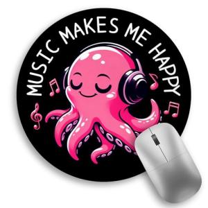 Music Octopus Round Mouse Pad for Desks