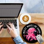 Music Octopus Round Mouse Pad for Desks