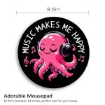 Music Octopus Round Mouse Pad for Desks