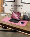 Pink Non-Slip Leather Desk Pad Mat, Large Size