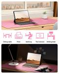 Pink Non-Slip Leather Desk Pad Mat, Large Size