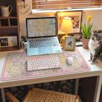 iCasso Floral Pink Desk Mat for Mouse and Keyboard