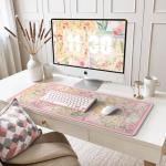 iCasso Floral Pink Desk Mat for Mouse and Keyboard