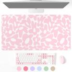 Cute Pink Desk Mat and Mouse Pad Set