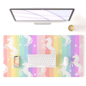 Cute Unicorn Desk Pad with Colorful Star Design