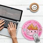 Cute Pink Round Mouse Pad for Home Office