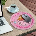Cute Pink Round Mouse Pad for Home Office