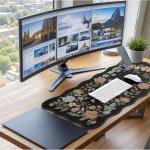 iCasso Large Black Desk Mat with Anti-Slip Base