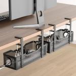 2 Pack Under Desk Cable Management Box - Black