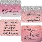 Inspirational Rose Gold Glitter Mouse Pads - Set of 4