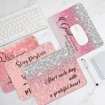 Inspirational Rose Gold Glitter Mouse Pads - Set of 4