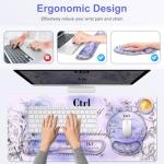 Large Purple Desk Mat with Wrist Support