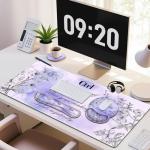 Large Purple Desk Mat with Wrist Support