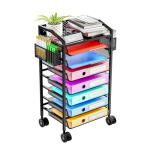 Rolling File Cart with 8 Tiers and Pen Holders