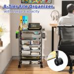 Rolling File Cart with 8 Tiers and Pen Holders