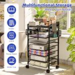 Rolling File Cart with 8 Tiers and Pen Holders