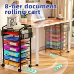 Rolling File Cart with 8 Tiers and Pen Holders