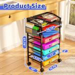 Rolling File Cart with 8 Tiers and Pen Holders