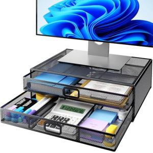 HUANUO Metal Monitor Stand with Storage Drawer