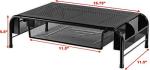 Metal Desk Monitor Stand with Organizer Drawer, Black