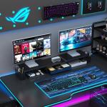 Dual Monitor Stand with Drawer and Pen Holders