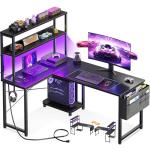 AODK L-Shaped Gaming Desk with LED Lights