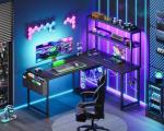 AODK L-Shaped Gaming Desk with LED Lights