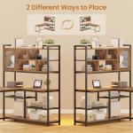 L Shaped Computer Desk with LED Light and Shelves