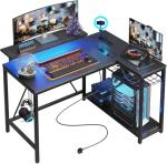Bestier L-Shaped Gaming Desk with LED Lights
