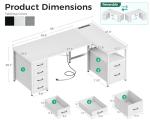L Shaped Corner Desk with 6 Drawers & Outlet