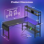 Aheaplus 59" L Shaped Gaming Desk with LED Lights