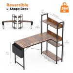 L-Shaped Desk with Storage Shelf for Home Office