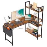 L-Shaped Desk with Storage Shelf for Home Office
