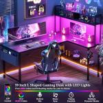 Aheaplus 59" L Shaped Gaming Desk with LED Lights
