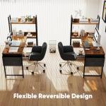 L-Shaped Desk with Storage Shelf for Home Office