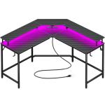 L Shaped Gaming Desk with Power Outlets & LEDs
