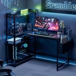 40-Inch L Shaped Home Office Desk with Shelves