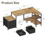 L Shaped Desk with Drawers and Storage Shelves