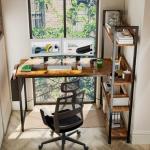 L-Shaped Desk with Storage Shelf for Home Office