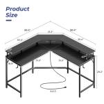 L Shaped Gaming Desk with Power Outlets & LEDs