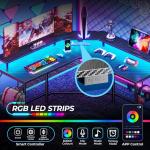 L Shaped Gaming Desk with Power Outlets & LEDs