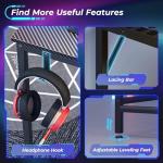 L Shaped Gaming Desk with Power Outlets & LEDs